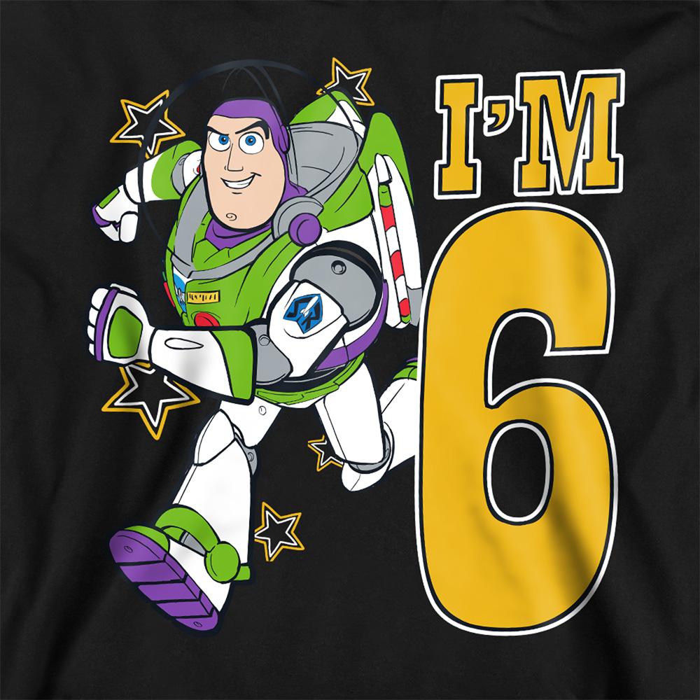 Navy - Side - Toy Story Childrens-Kids I´m 6 Buzz Lightyear Birthday Pullover Hoodie