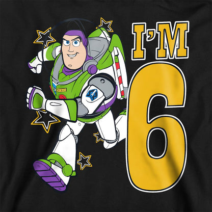Navy - Side - Toy Story Childrens-Kids I´m 6 Buzz Lightyear Birthday Pullover Hoodie