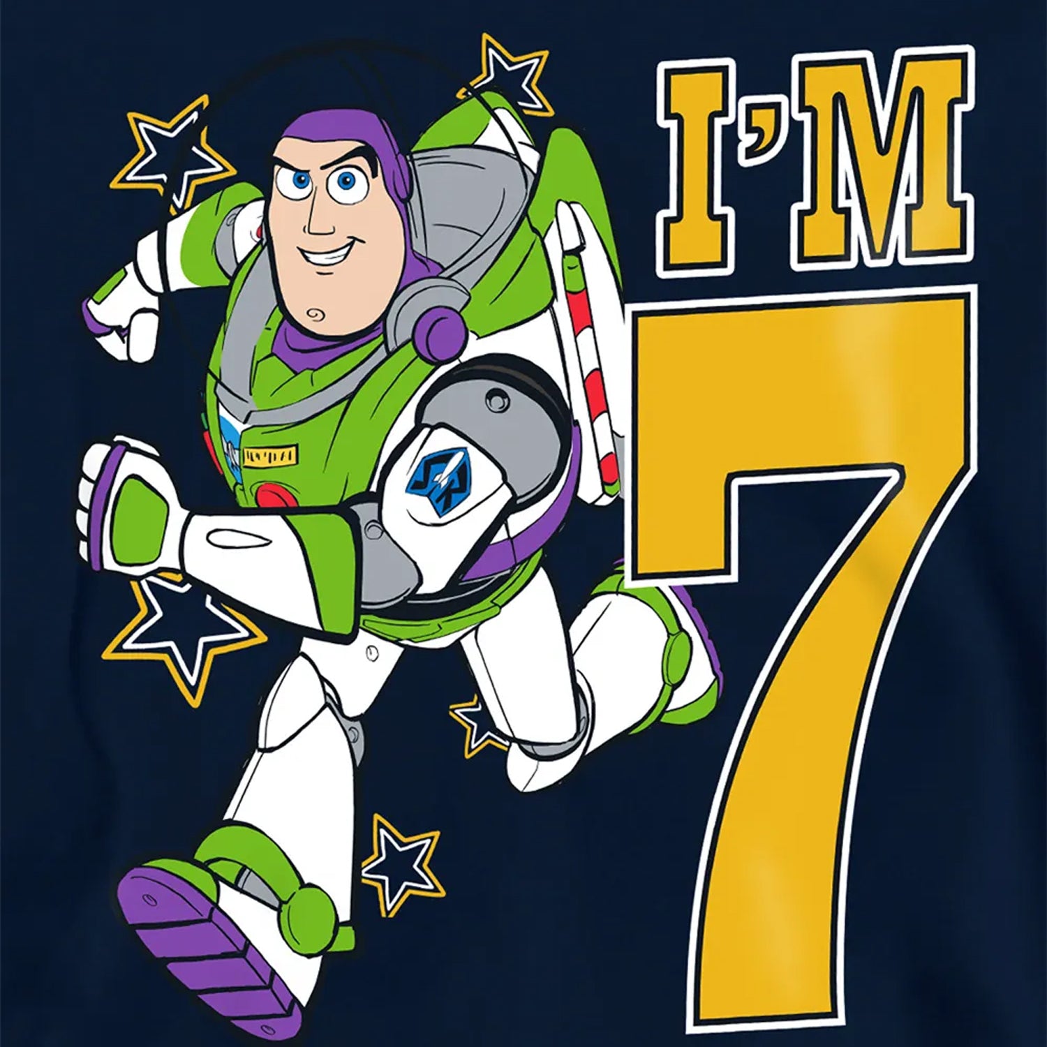 Navy - Pack Shot - Toy Story Childrens-Kids I´m 7 Buzz Lightyear Birthday Hoodie