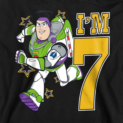 Black - Pack Shot - Toy Story Childrens-Kids I´m 7 Buzz Lightyear Birthday Hoodie