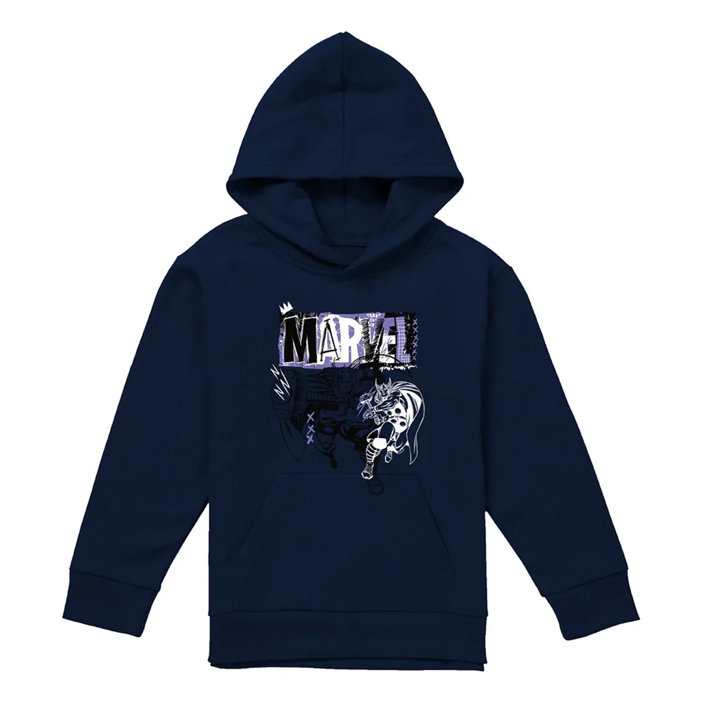 Navy - Front - Marvel Childrens-Kids Thor Thunder Hoodie