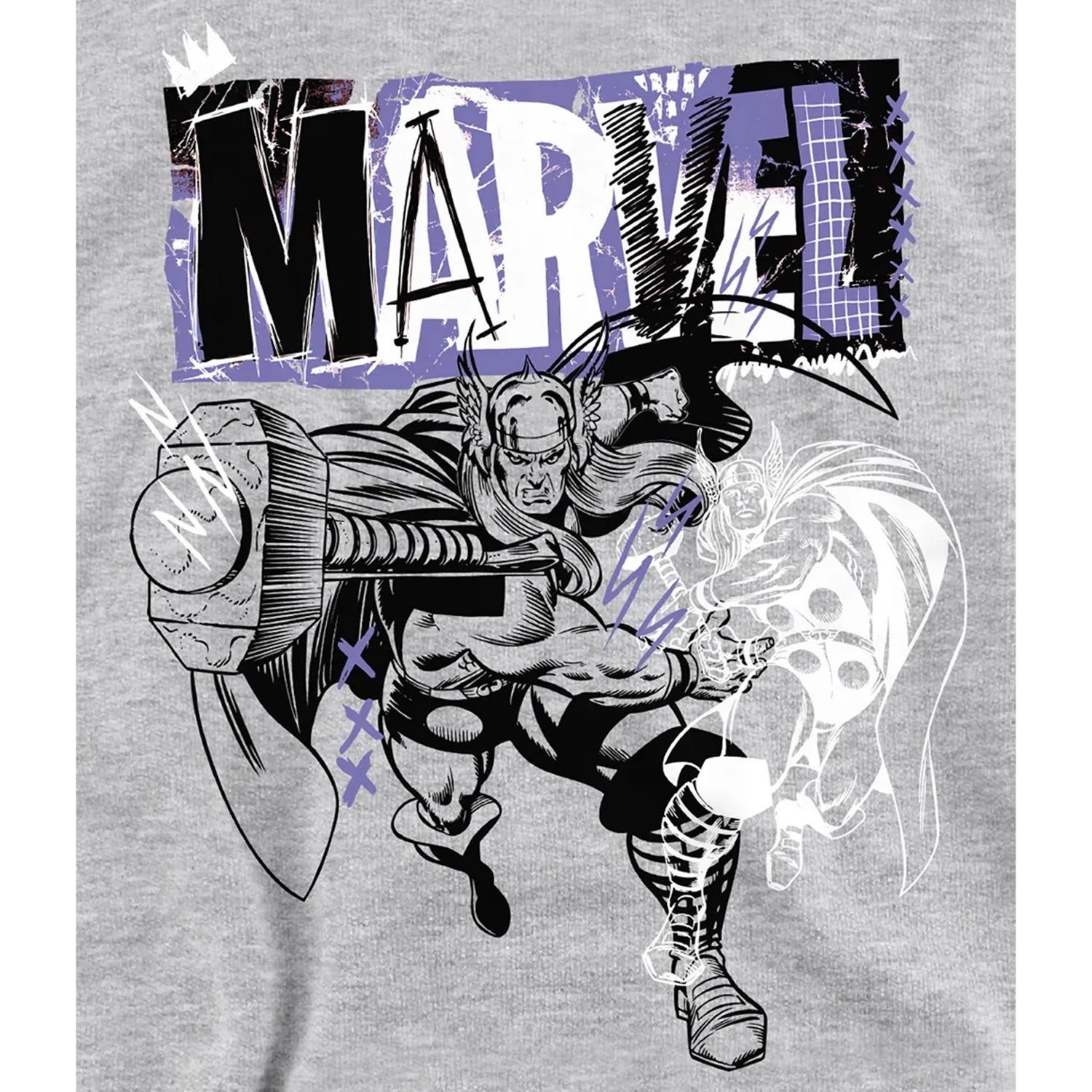Athletic Heather - Pack Shot - Marvel Childrens-Kids Thor Thunder Hoodie