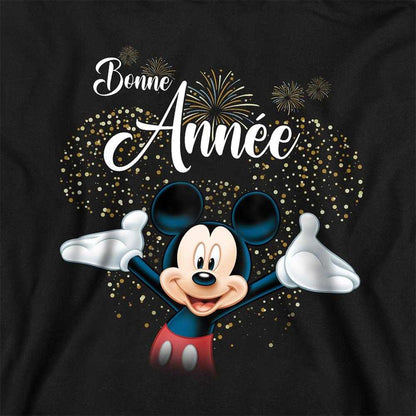 Black - Side - Disney Childrens-Kids Bonne Année Mickey Mouse Firework Pullover Hoodie