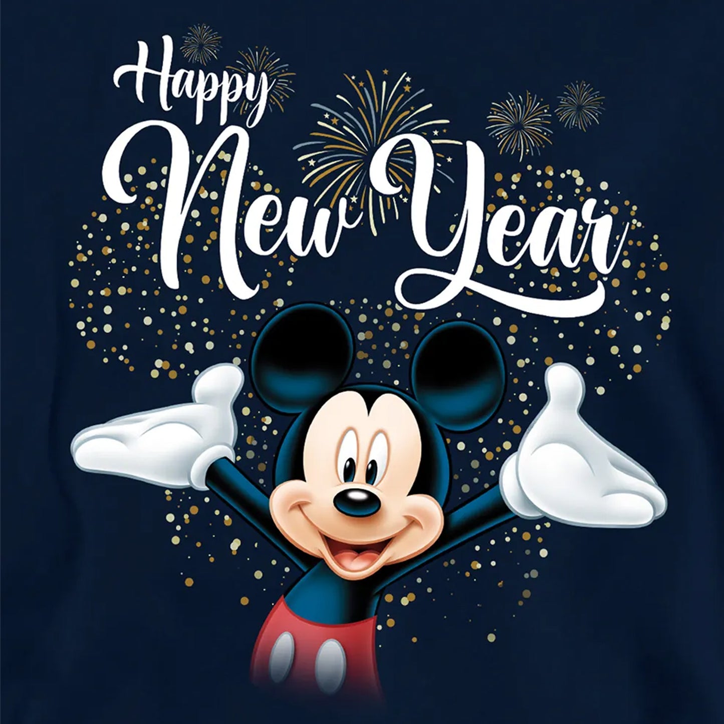 Navy - Side - Disney Childrens-Kids Bonne Année Mickey Mouse Firework Pullover Hoodie