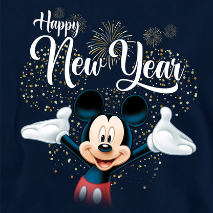 Navy - Side - Disney Childrens-Kids Bonne Année Mickey Mouse Firework Pullover Hoodie