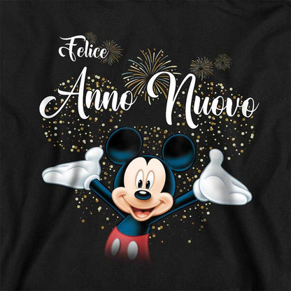 Black - Side - Disney Childrens-Kids Felice Anno Nuovo Mickey Mouse Firework Pullover Hoodie
