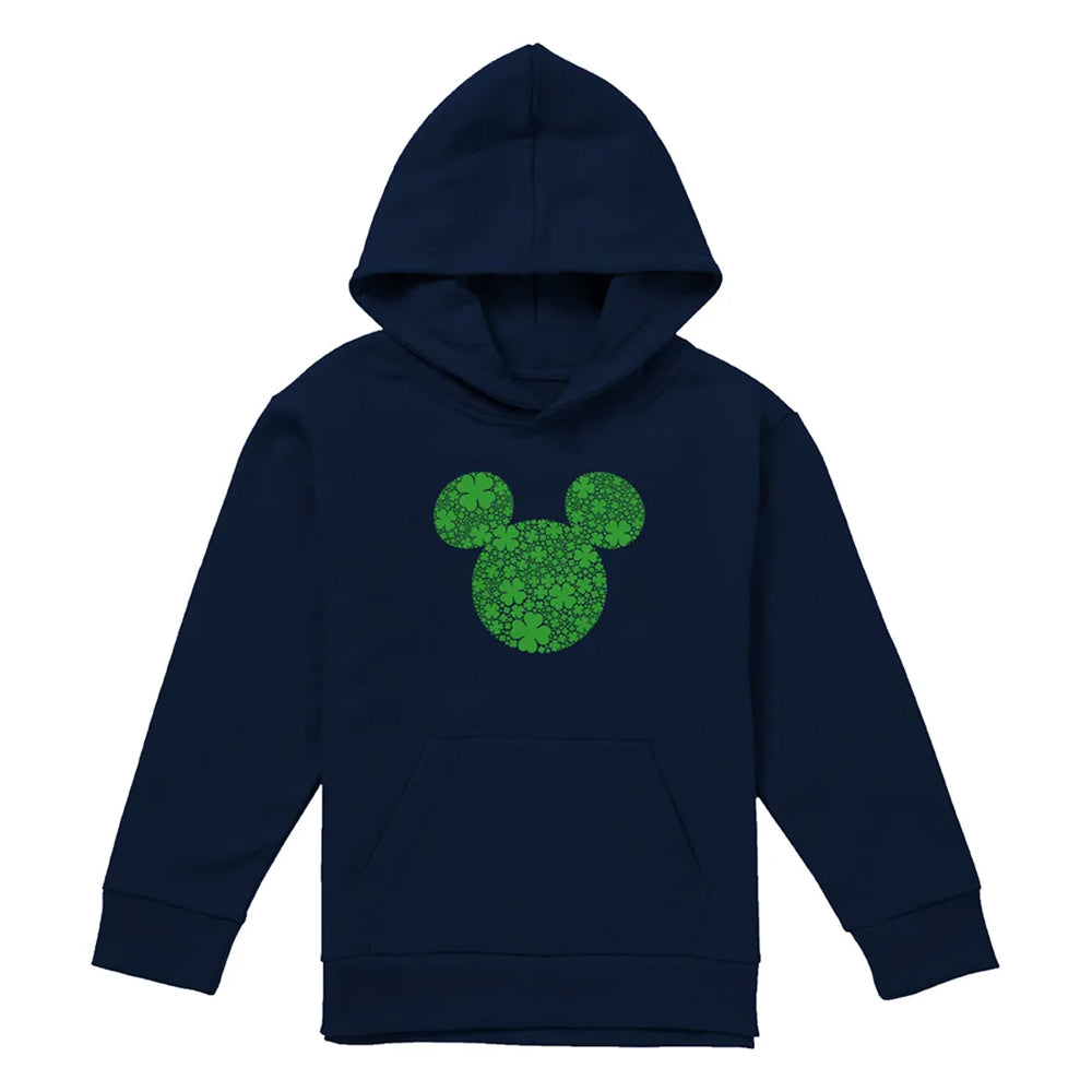 Navy - Front - Disney Childrens-Kids Mickey Mouse Shamrock Ears St Patricks Day Pullover Hoodie