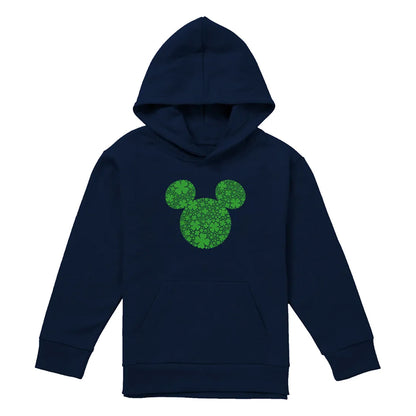 Navy - Front - Disney Childrens-Kids Mickey Mouse Shamrock Ears St Patricks Day Pullover Hoodie