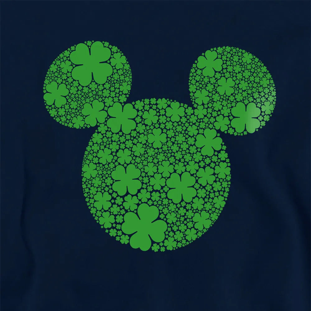 Navy - Side - Disney Childrens-Kids Mickey Mouse Shamrock Ears St Patricks Day Pullover Hoodie