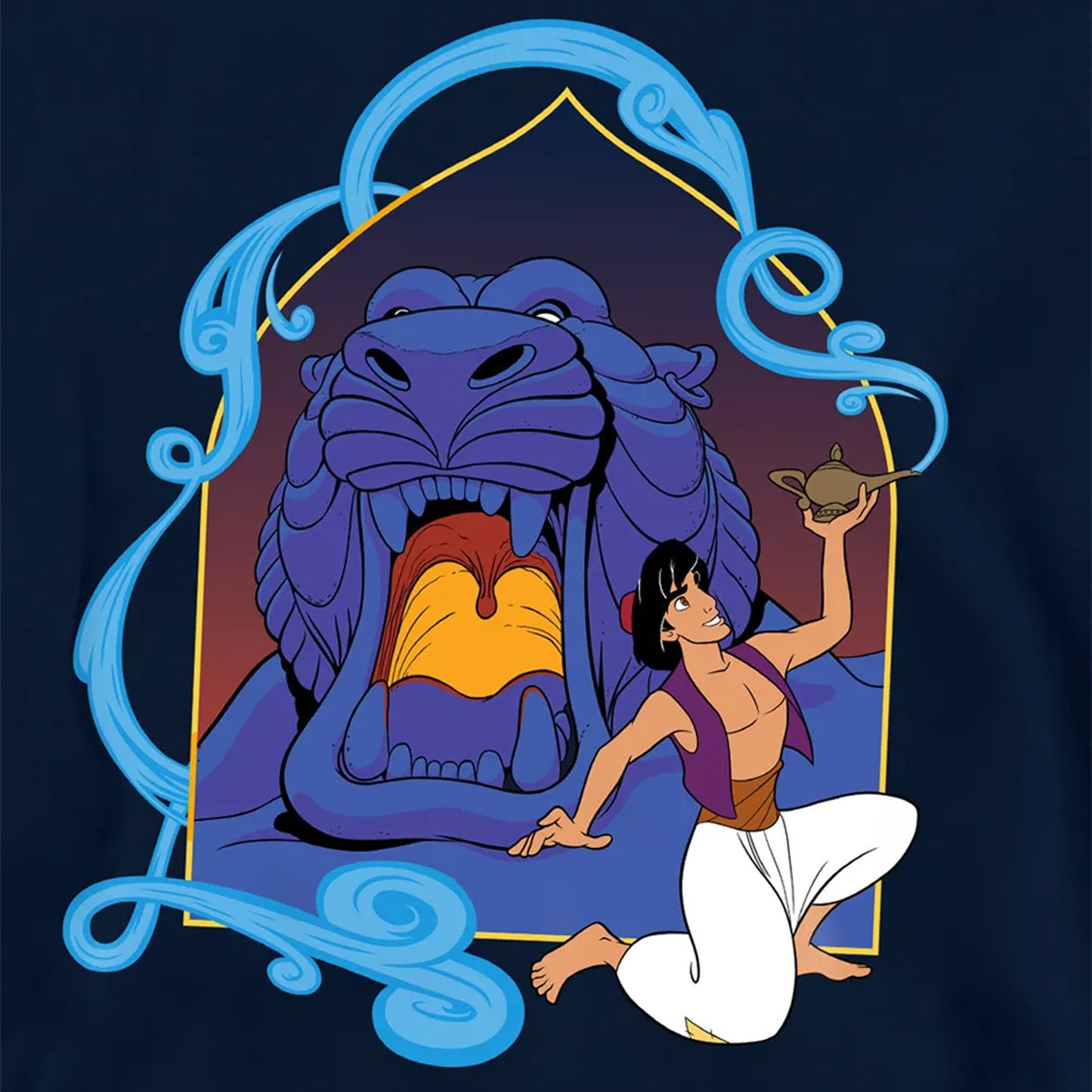 Navy - Side - Aladdin Childrens-Kids At The Cave Of Wonders Magic Lamp Pullover Hoodie