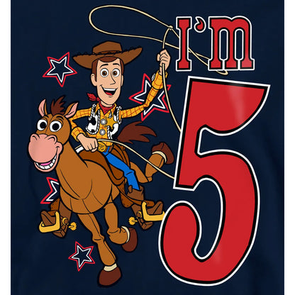 Navy - Pack Shot - Toy Story Childrens-Kids I´m 5 Woody Birthday Hoodie