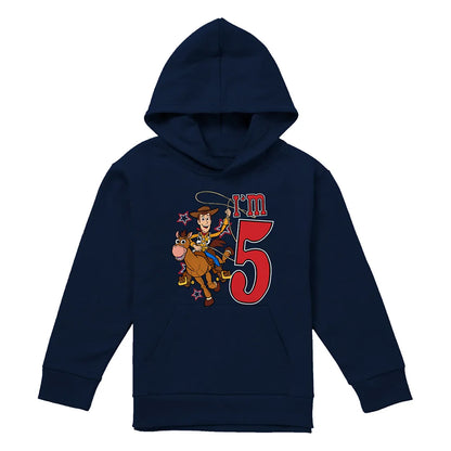 Navy - Front - Toy Story Childrens-Kids I´m 5 Woody Birthday Hoodie