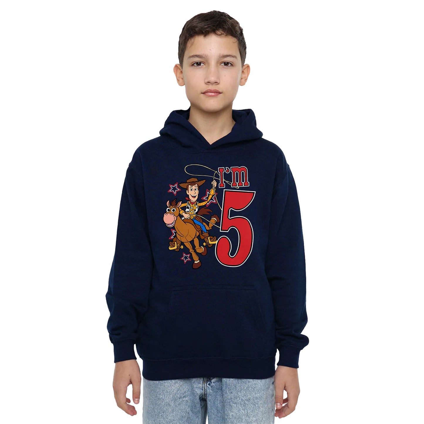 Navy - Side - Toy Story Childrens-Kids I´m 5 Woody Birthday Hoodie