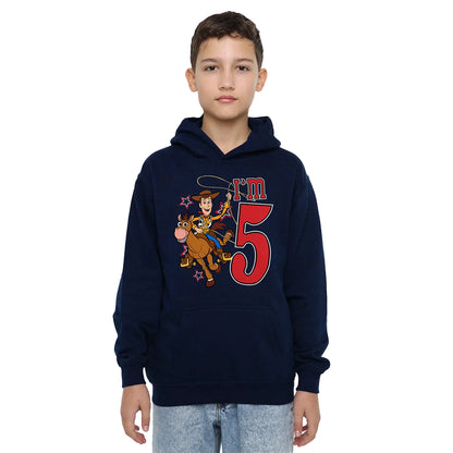 Navy - Side - Toy Story Childrens-Kids I´m 5 Woody Birthday Hoodie