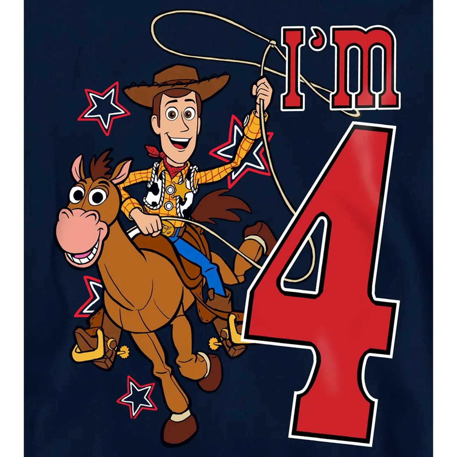 Navy - Pack Shot - Toy Story Childrens-Kids I´m 4 Woody Birthday Hoodie