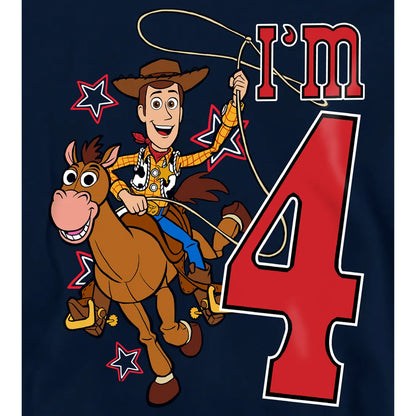 Navy - Pack Shot - Toy Story Childrens-Kids I´m 4 Woody Birthday Hoodie