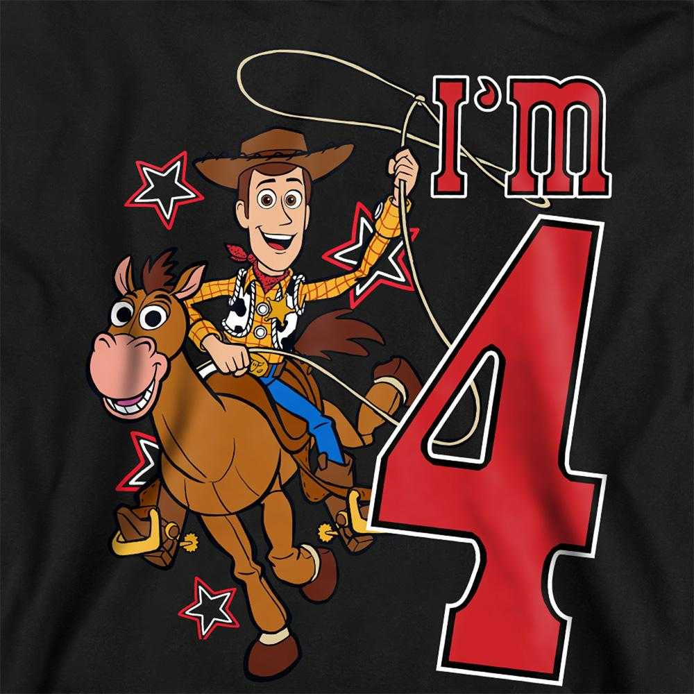 Black - Pack Shot - Toy Story Childrens-Kids I´m 4 Woody Birthday Hoodie