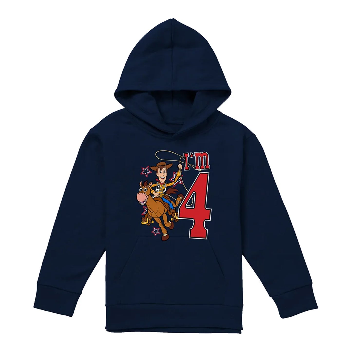 Navy - Front - Toy Story Childrens-Kids I´m 4 Woody Birthday Hoodie