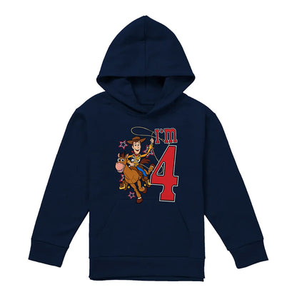 Navy - Front - Toy Story Childrens-Kids I´m 4 Woody Birthday Hoodie