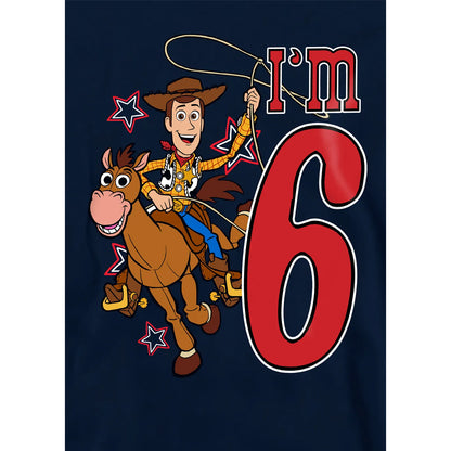 Navy - Side - Toy Story Childrens-Kids I'm 6 Woody Birthday Hoodie