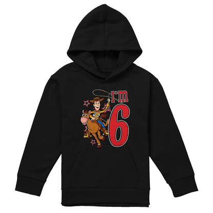 Black - Front - Toy Story Childrens-Kids I'm 6 Woody Birthday Hoodie