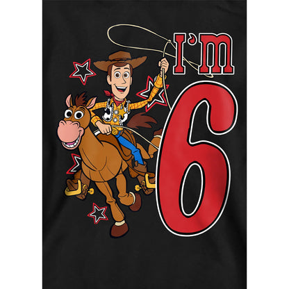 Black - Side - Toy Story Childrens-Kids I'm 6 Woody Birthday Hoodie