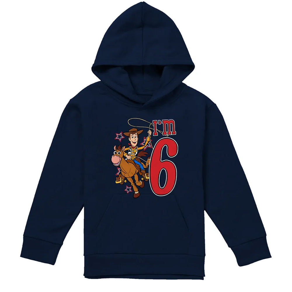 Navy - Front - Toy Story Childrens-Kids I'm 6 Woody Birthday Hoodie