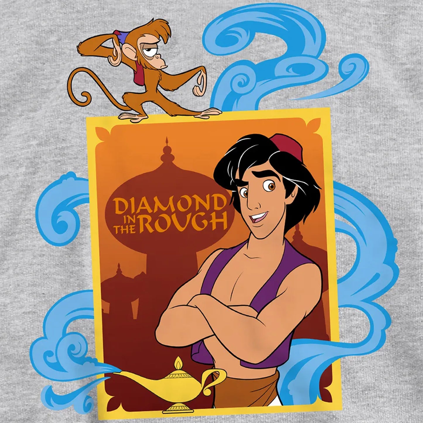 Athletic Heather - Side - Aladdin Childrens-Kids Diamond In The Rough Abu Magic Lamp Pullover Hoodie