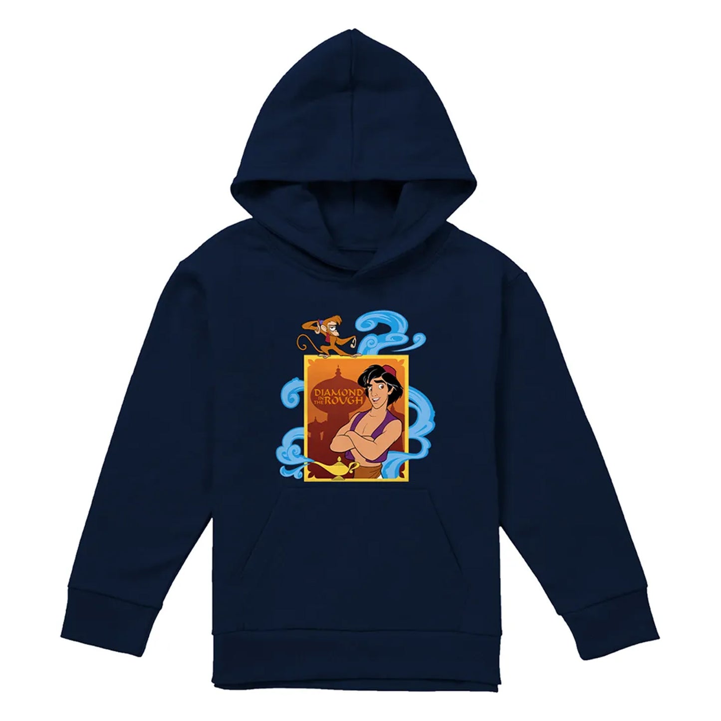 Navy - Front - Aladdin Childrens-Kids Diamond In The Rough Abu Magic Lamp Pullover Hoodie