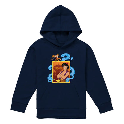Navy - Front - Aladdin Childrens-Kids Diamond In The Rough Abu Magic Lamp Pullover Hoodie
