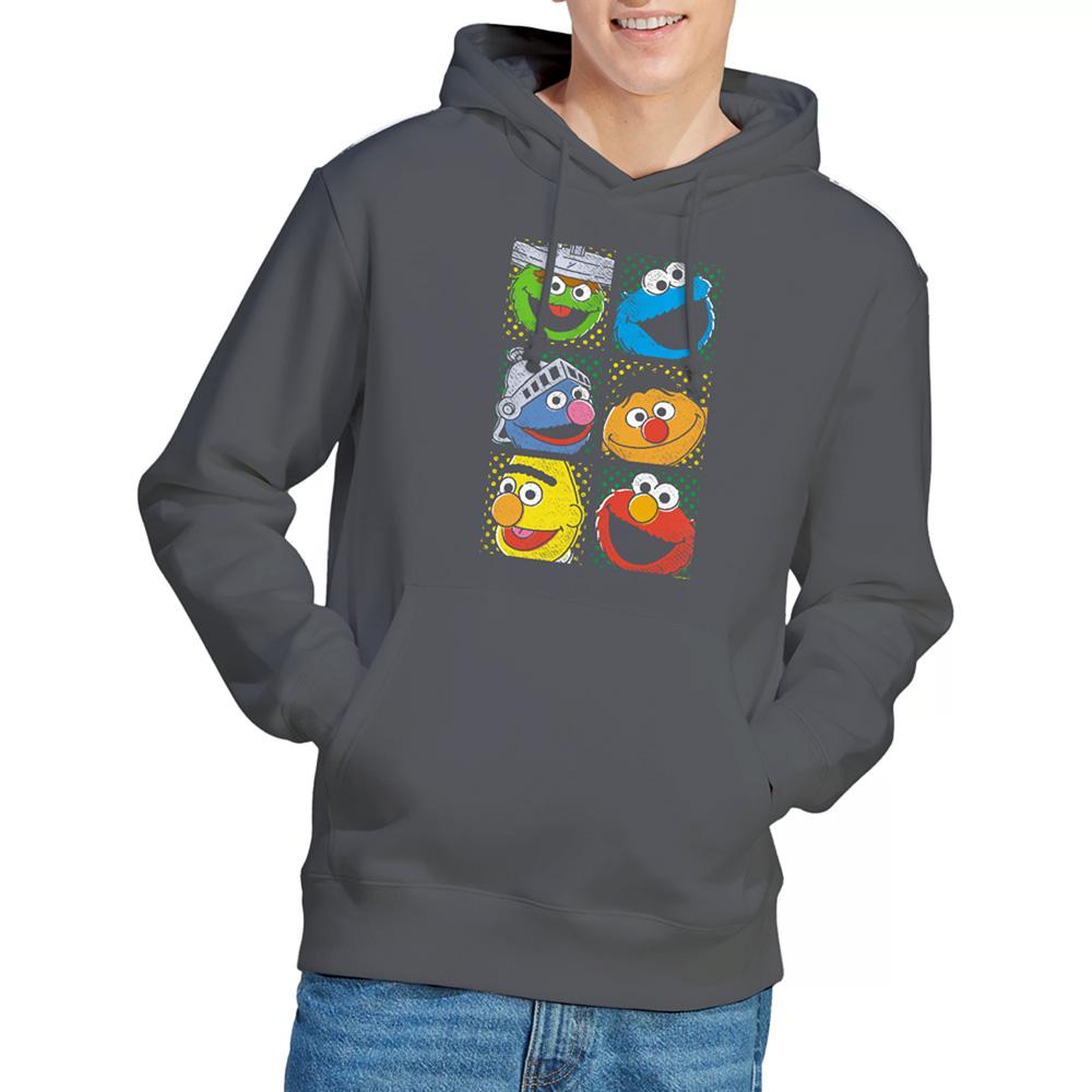 Charcoal - Lifestyle - Sesame Street Unisex Adult Grid Photos Hoodie