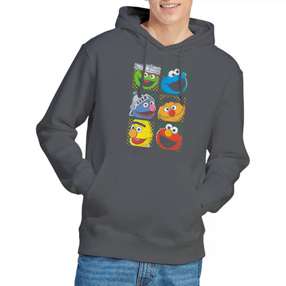 Charcoal - Lifestyle - Sesame Street Unisex Adult Grid Photos Hoodie