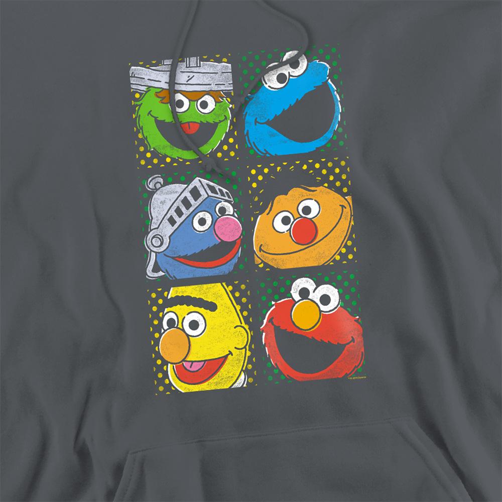 Charcoal - Side - Sesame Street Unisex Adult Grid Photos Hoodie