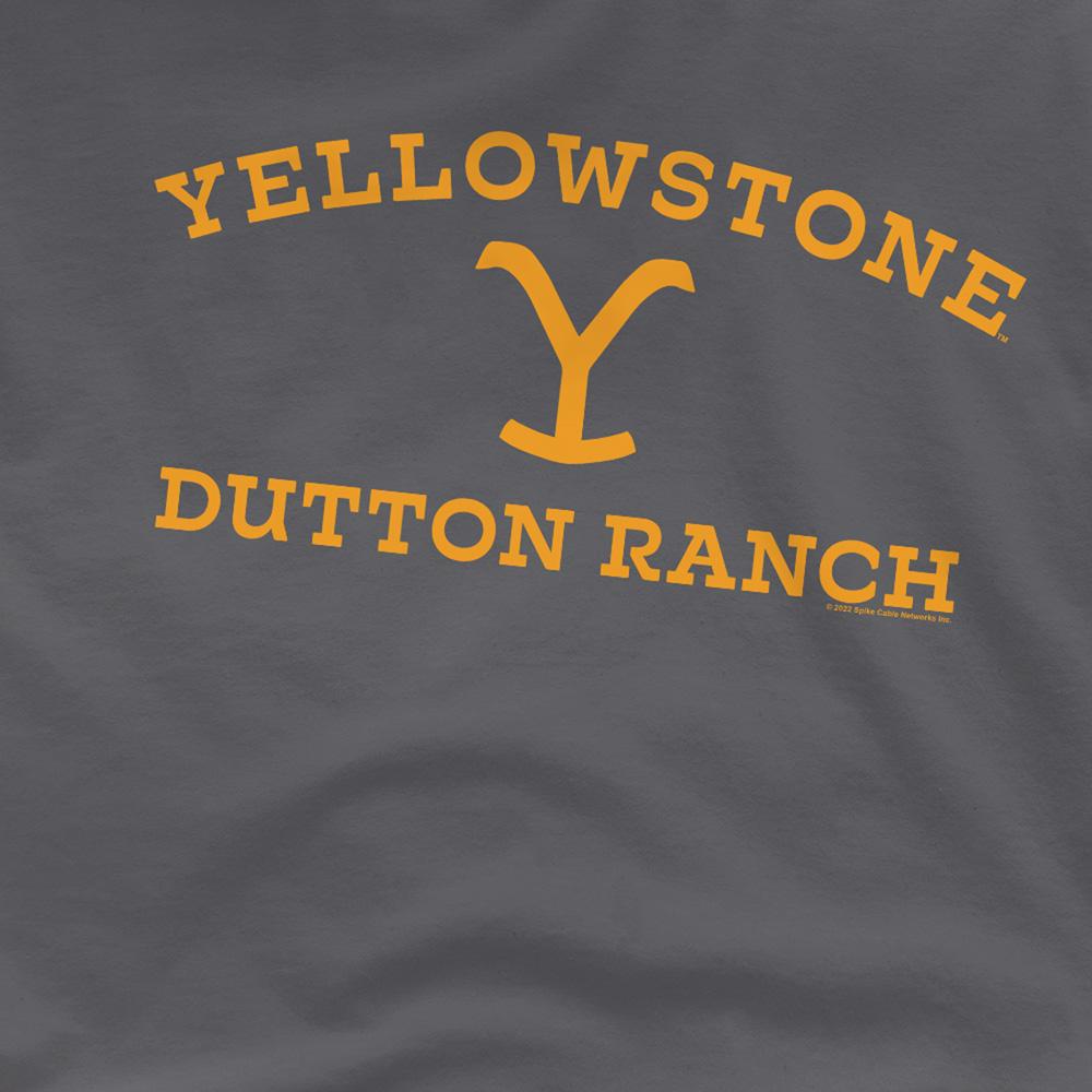 Charcoal - Side - Yellowstone Unisex Adult Dutton Ranch Arched Logo T-Shirt