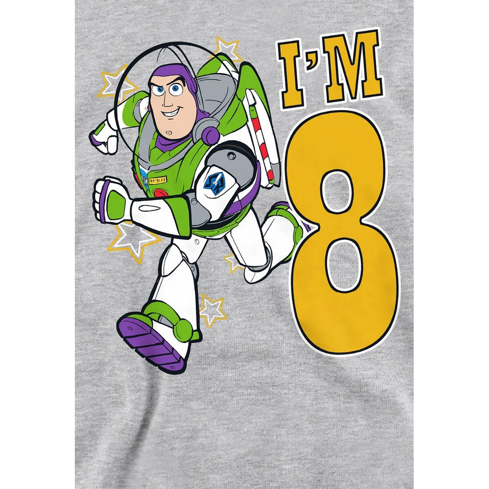 Athletic Heather - Side - Toy Story Childrens-Kids I´m 8 Buzz Lightyear Heather Birthday Pullover Hoodie