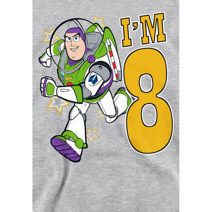 Athletic Heather - Side - Toy Story Childrens-Kids I´m 8 Buzz Lightyear Heather Birthday Pullover Hoodie