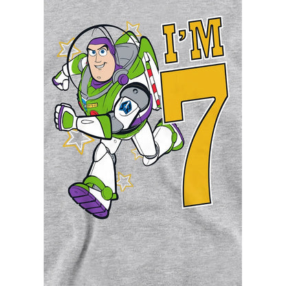 Athletic Heather - Side - Toy Story Childrens-Kids I´m 7 Buzz Lightyear Heather Birthday Pullover Hoodie