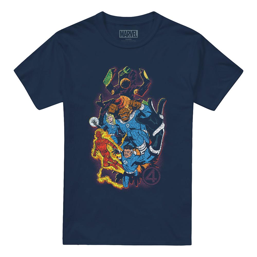 Navy - Front - Fantastic Four Unisex Adult Cosmic Heroes & Villains T-Shirt