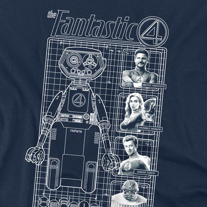 Navy - Side - Fantastic Four Unisex Adult First Family And Herbie Blueprint T-Shirt