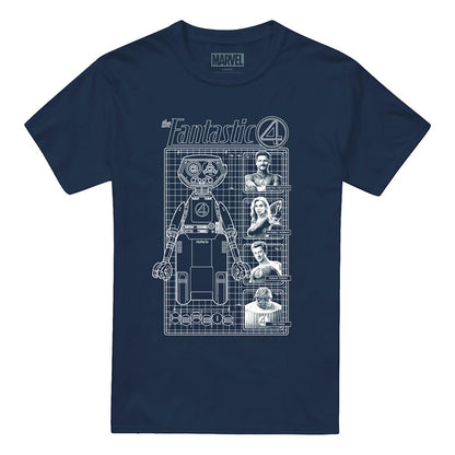 Navy - Front - Fantastic Four Unisex Adult First Family And Herbie Blueprint T-Shirt