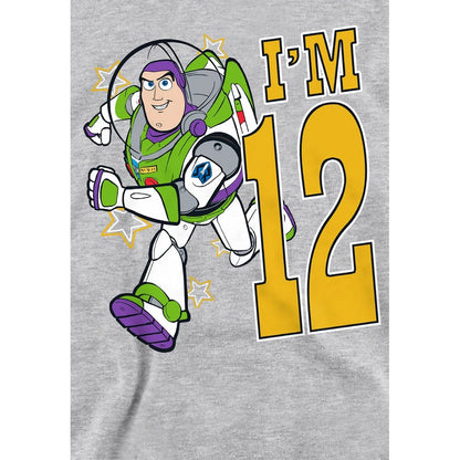 Athletic Heather - Side - Toy Story Childrens-Kids I´m 12 Buzz Lightyear Heather Birthday Pullover Hoodie