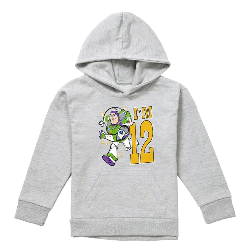 Athletic Heather - Front - Toy Story Childrens-Kids I´m 12 Buzz Lightyear Heather Birthday Pullover Hoodie