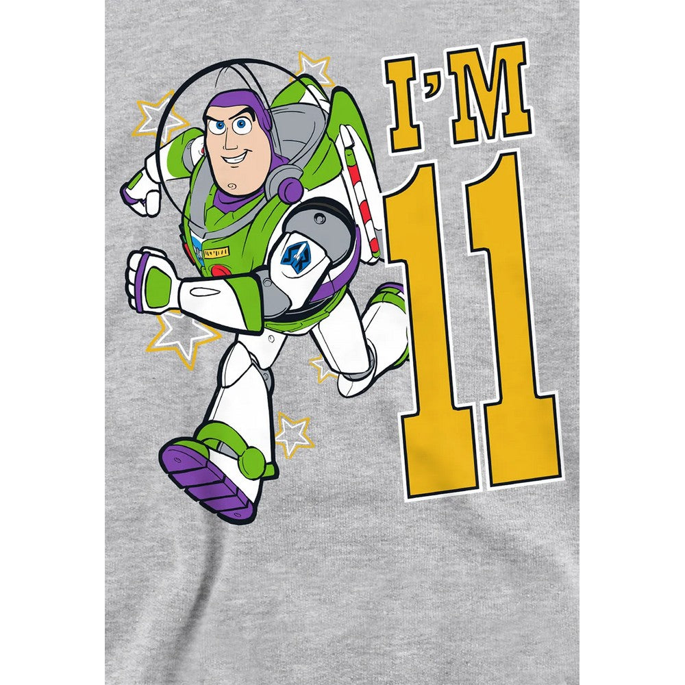 Athletic Heather - Side - Toy Story Childrens-Kids I´m 11 Buzz Lightyear Heather Birthday Pullover Hoodie