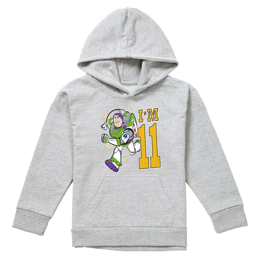 Athletic Heather - Front - Toy Story Childrens-Kids I´m 11 Buzz Lightyear Heather Birthday Pullover Hoodie