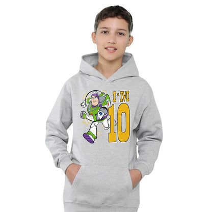 Athletic Heather - Lifestyle - Toy Story Childrens-Kids I´m 10 Buzz Lightyear Heather Birthday Pullover Hoodie