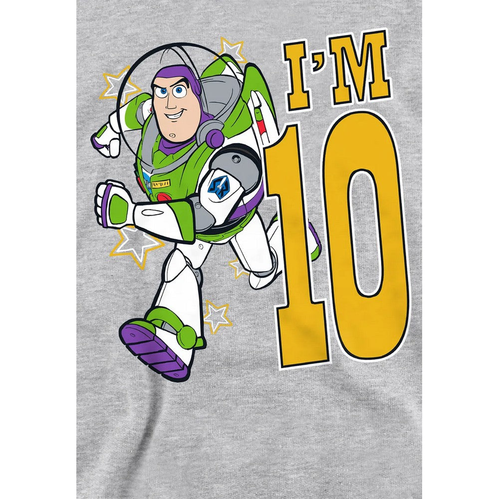 Athletic Heather - Side - Toy Story Childrens-Kids I´m 10 Buzz Lightyear Heather Birthday Pullover Hoodie