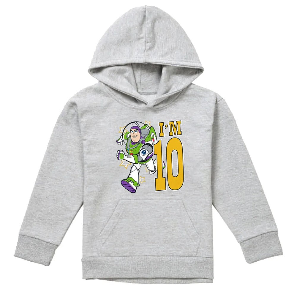 Athletic Heather - Front - Toy Story Childrens-Kids I´m 10 Buzz Lightyear Heather Birthday Pullover Hoodie