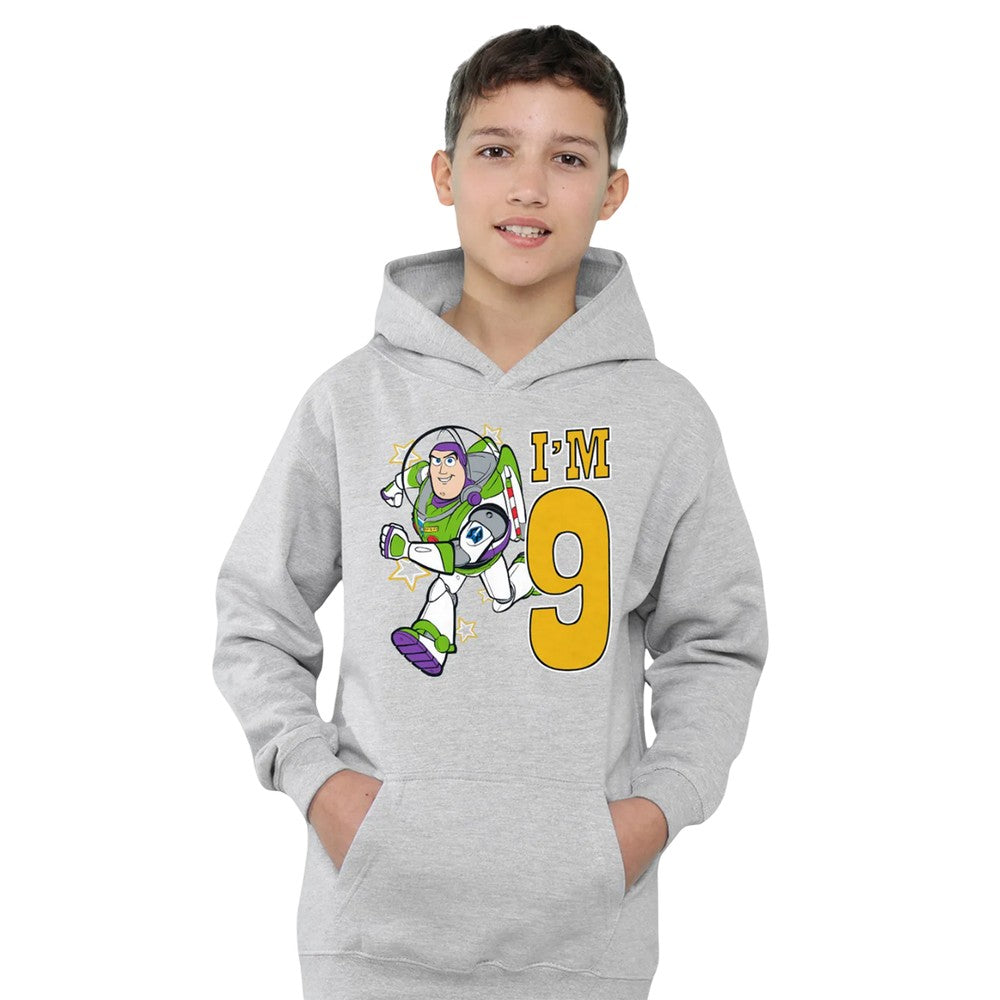 Athletic Heather - Lifestyle - Toy Story Childrens-Kids I´m 9 Buzz Lightyear Heather Birthday Pullover Hoodie