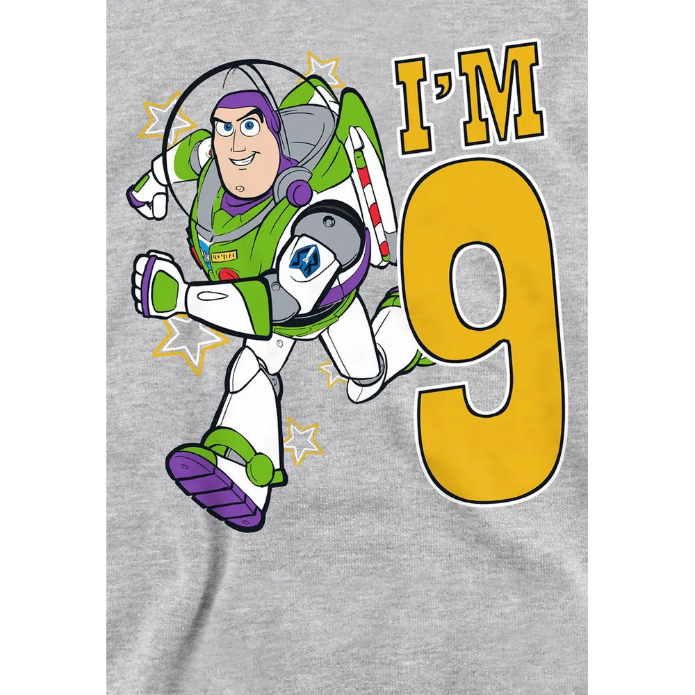 Athletic Heather - Side - Toy Story Childrens-Kids I´m 9 Buzz Lightyear Heather Birthday Pullover Hoodie