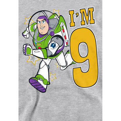 Athletic Heather - Side - Toy Story Childrens-Kids I´m 9 Buzz Lightyear Heather Birthday Pullover Hoodie